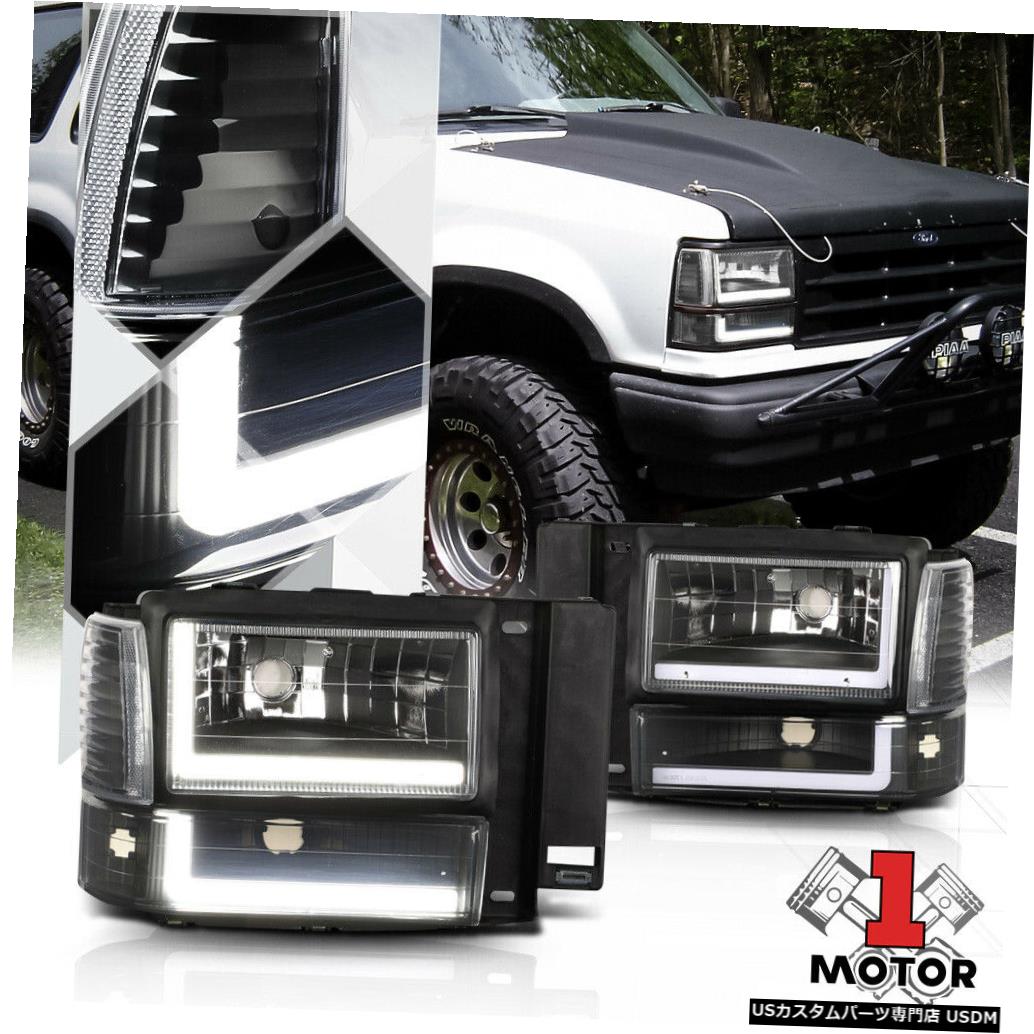 ヘッドライト ブラック/クリア[デュアルLED L-BAR DRL]ヘッドライト+バンプ er + Corner for 91-94 Ford Explorer Black/Clear [Dual LED L-BAR DRL] Headlight+Bumper+Corner for 91-94 Ford Explorer 【並行輸入品】