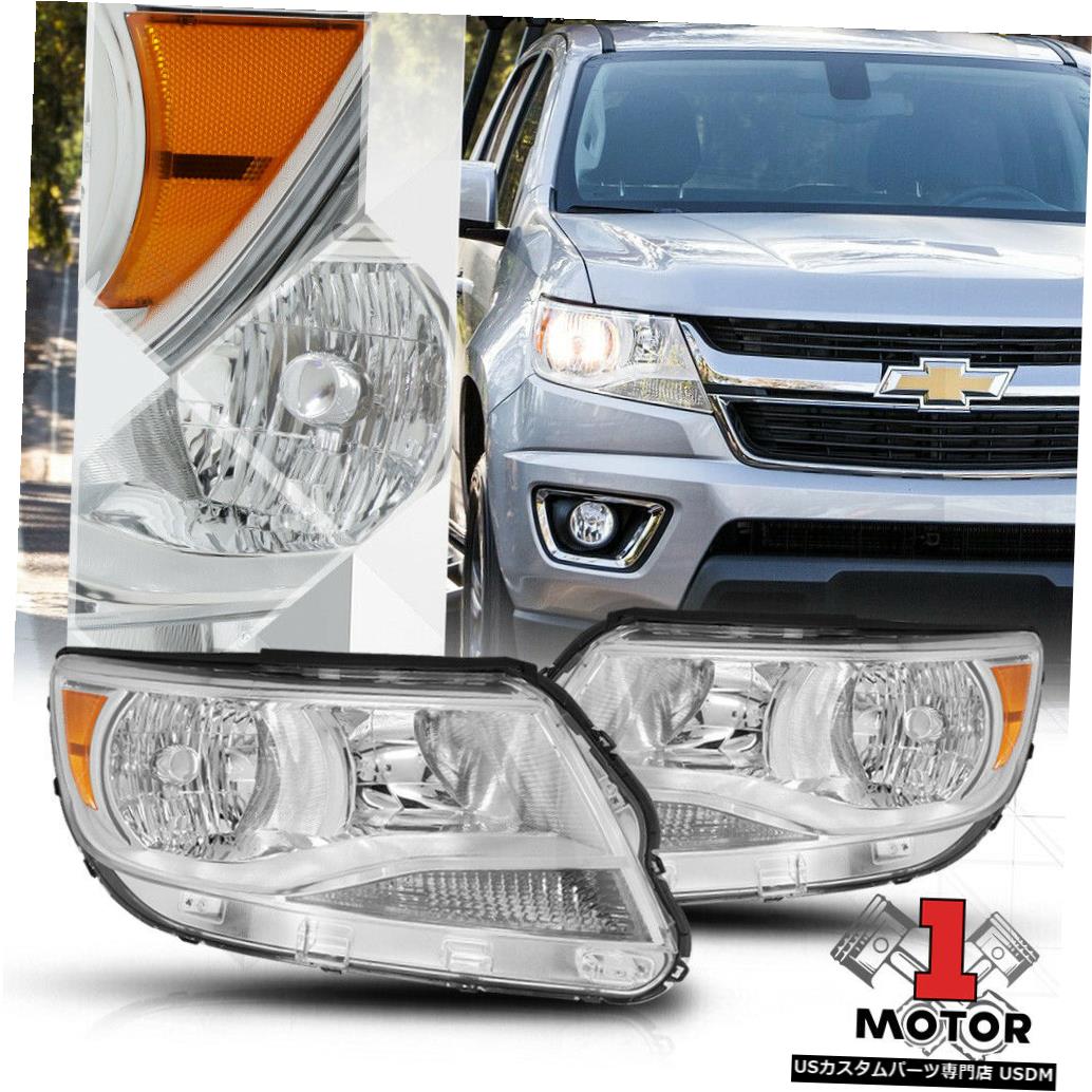 ヘッドライト クロームハウジングヘッドライトアンバーコーナーシグナルリフレクター15-19シボレーコロラド州 Chrome Housing Headlight Amber Corner Signal Reflector for 15-19 Chevy Colorado 【並行輸入品】