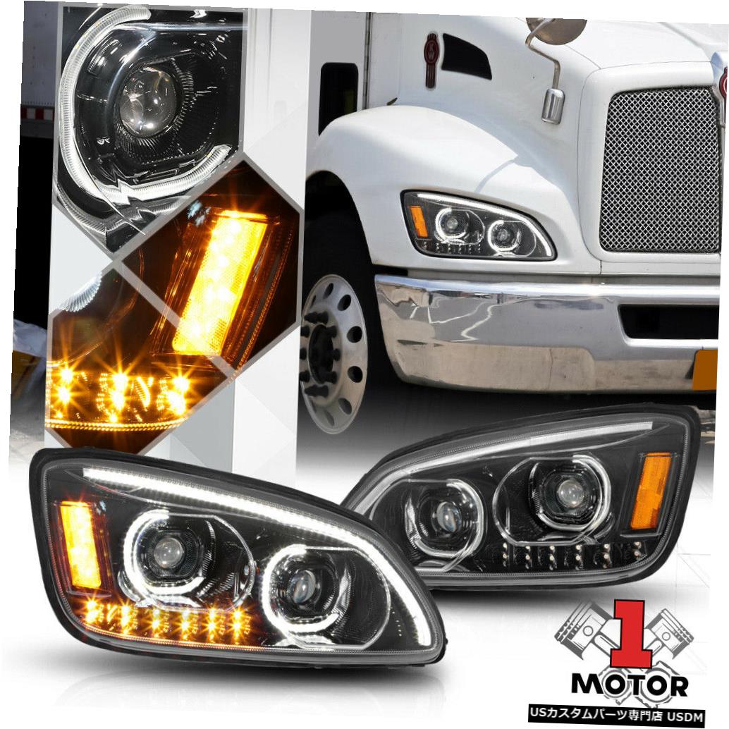ヘッドライト 08-19ケンワースT170 / T270 / T300用ブラックプロジェクターヘッドライト[デュアルLED DRL + SIGNAL] Black Projector Headlight[DUAL LED DRL+SIGNAL]for 08-19 Kenworth T170/T270/T300 【並行輸入品】