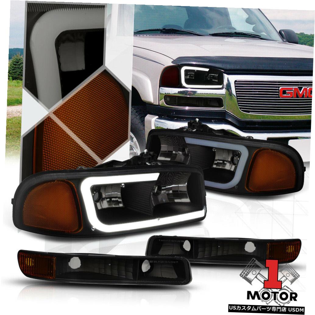 ヘッドライト ブラック/スモーク/アム ber [LEDライトバー]ヘッドライト+ 99-07 Sierra / Yukon Classic用バンパー Black/Smoke/Amber[LED LIGHT BAR]Headlight+Bumper for 99-07 Sierra/Yukon Classic 【並行輸入品】