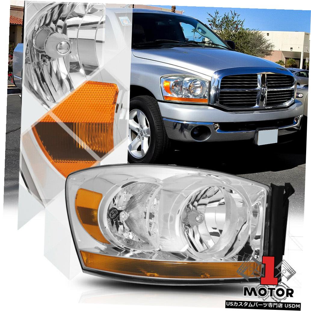 ヘッドライト 06-09 Ram 1500/2500/3500の右側の助手席側クロムヘッドライトランプアセンブリ Right Passenger Side Chrome Headlight Lamp Assembly for 06-09 Ram 1500/2500/3500 【並行輸入品】