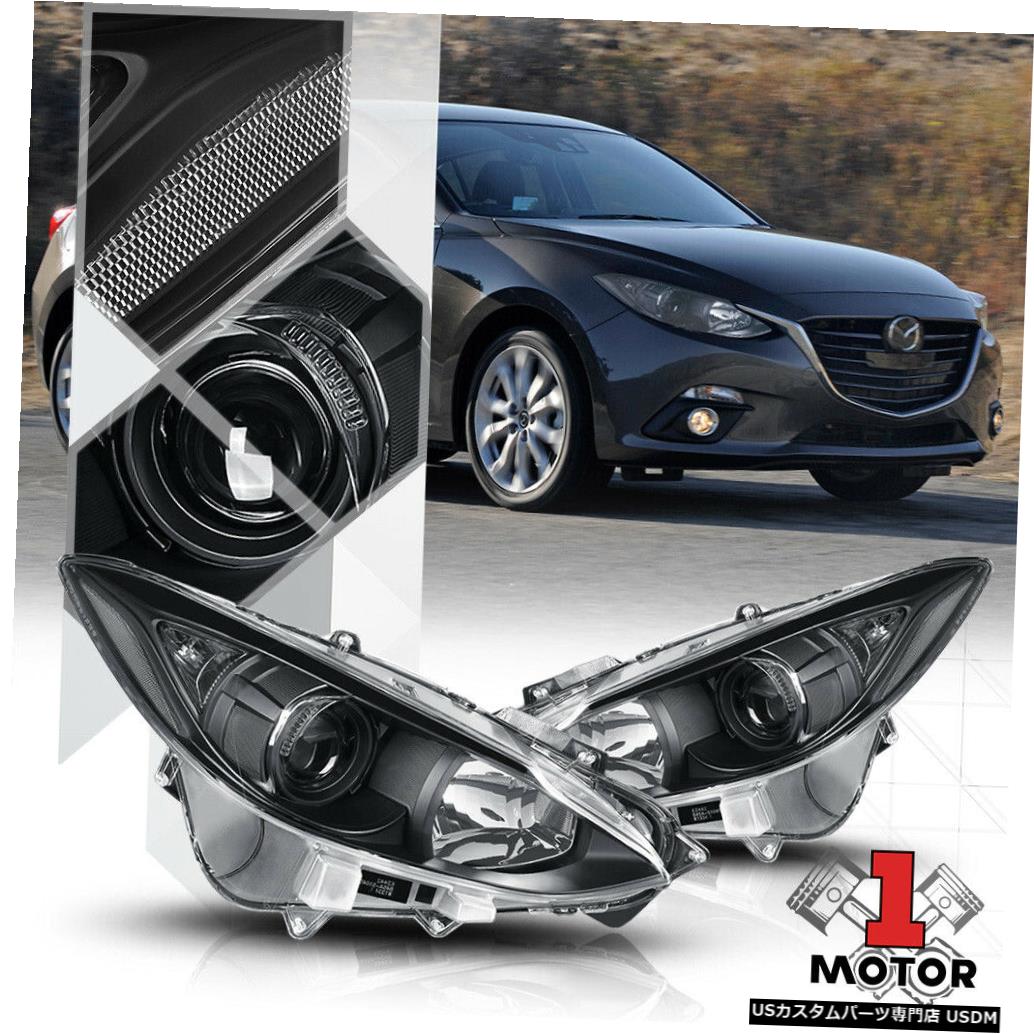 ヘッドライト 14-17 Mazda3用ブラックプロジェクターヘッドライトクリアコーナーターンシグナルリフレクター Black Projector Headlight Clear Corner Turn Signal Reflector for 14-17 Mazda3 【並行輸入品】