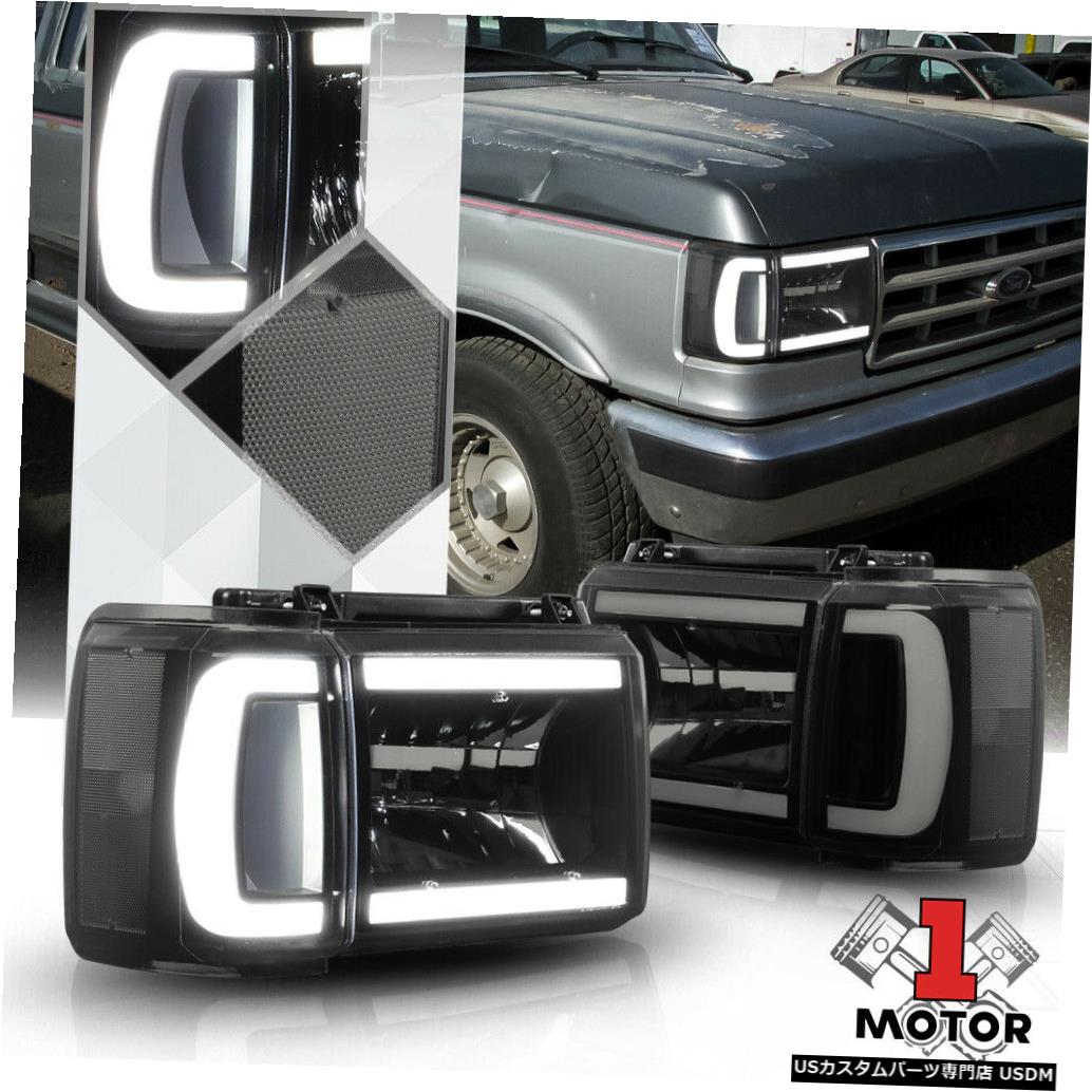 ヘッドライト ブラック/スモーク* LED C-BAR DRL *ヘッドライト+クレア rコーナー87-91 Bronco / F150 / F2 50 Black/Smoke *LED C-BAR DRL* Headlight+Clear Corner for 87-91 Bronco/F150/F250 【並行輸入品】