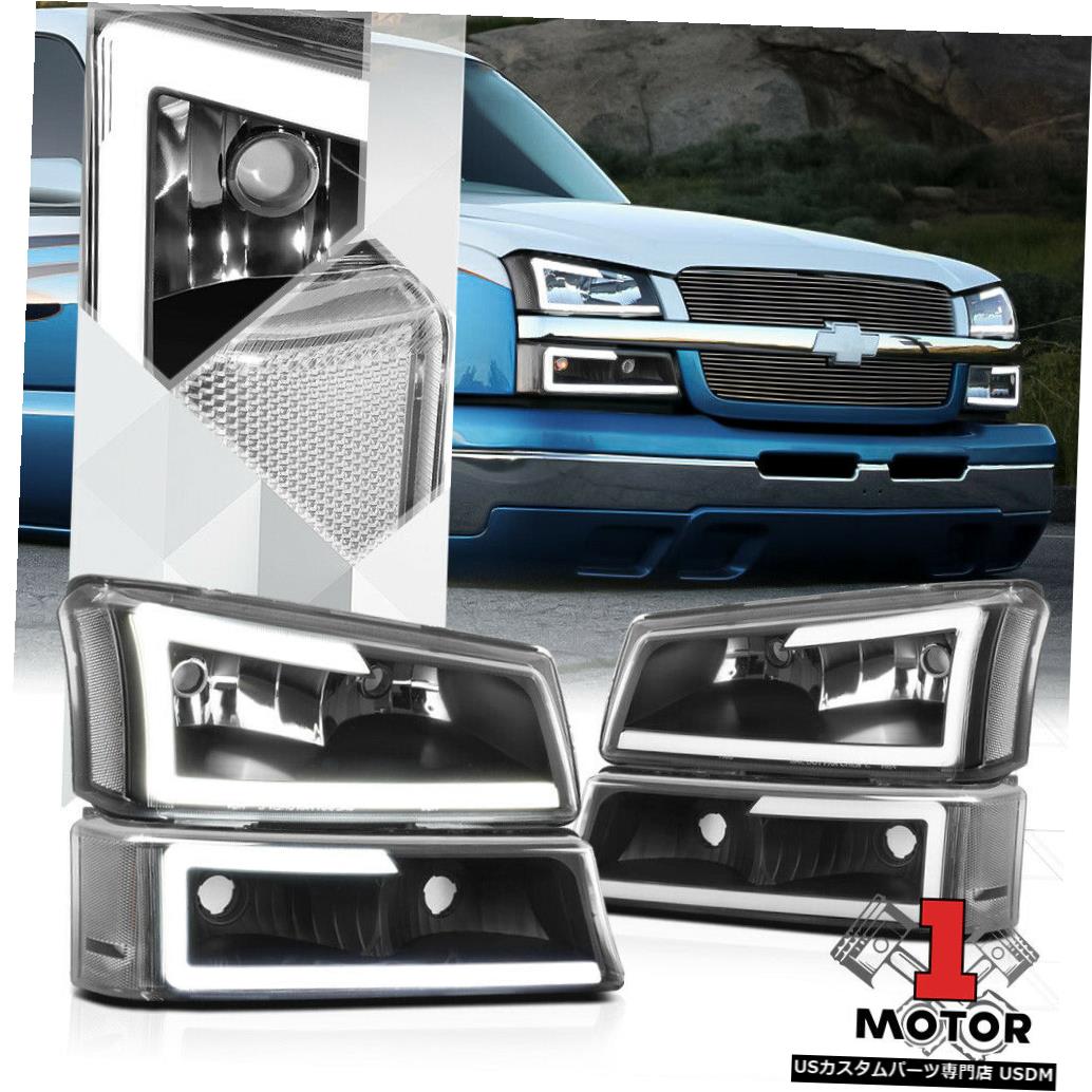 ヘッドライト ブラック* LED BAR DRL *ヘッドライト+バンプ er 03-07シルバラード/アバル ancheのクリアシグナル Black *LED BAR DRL* Headlight+Bumper Clear Signal for 03-07 Silverado/Avalanche 【並行輸入品】