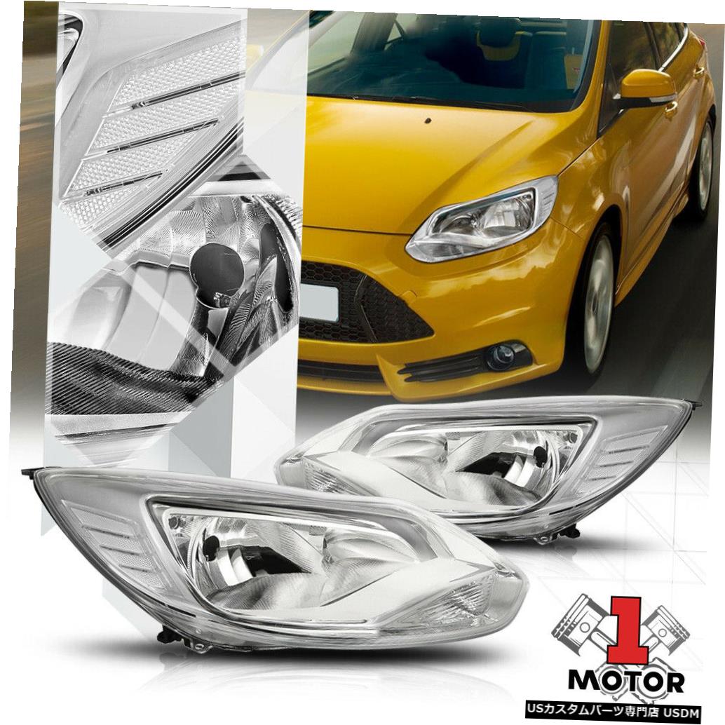 ヘッドライト 12-14フォードフォーカス用クロームハウジングヘッドライトクリアコーナーターンシグナルリフレクター Chrome Housing Headlight Clear Corner Turn Signal Reflector for 12-14 Ford Focus 【並行輸入品】