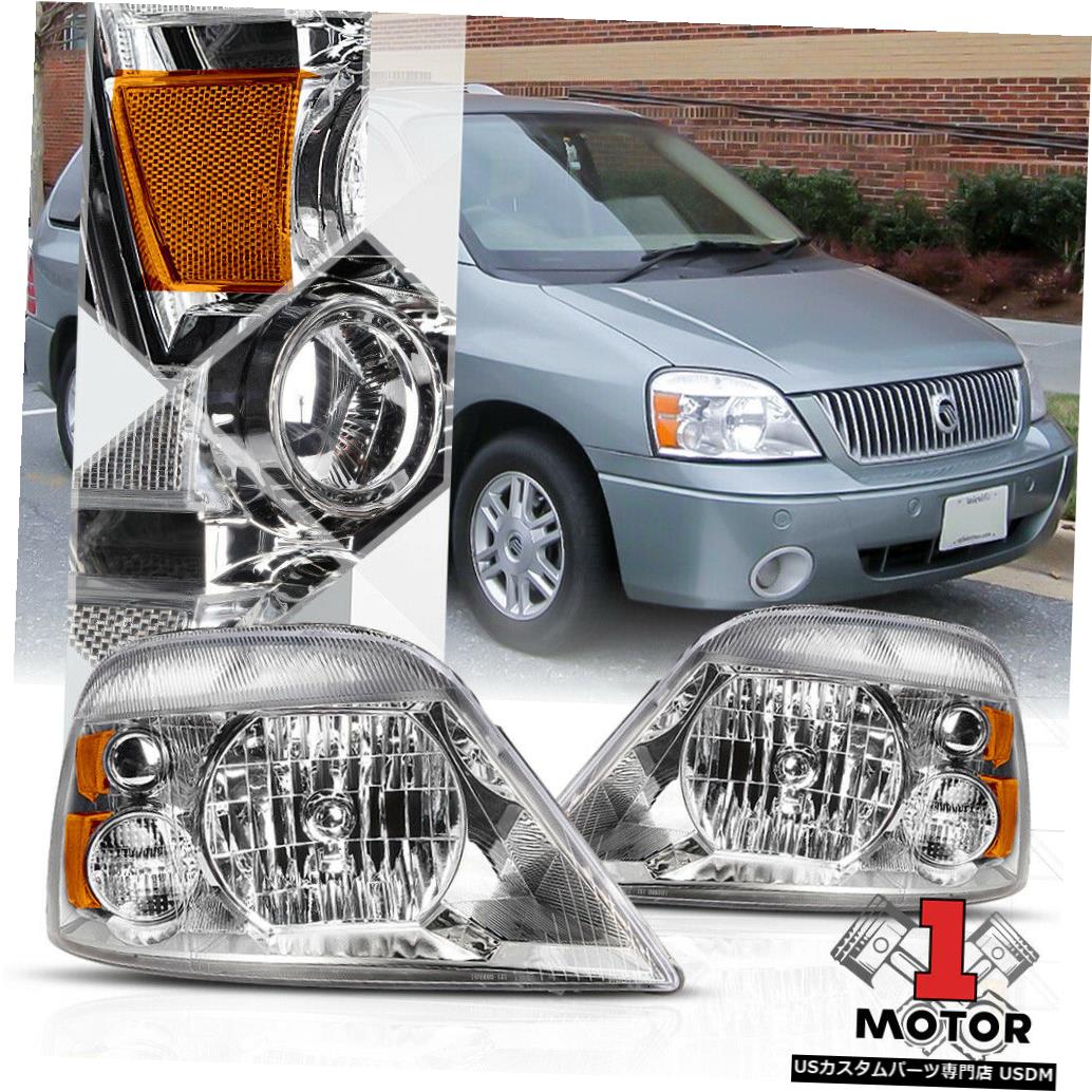 ヘッドライト 04-07 Freestar / Monte rey向けクロームハウジングヘッドライトアンバーターンシグナルリフレクター Chrome Housing Headlight Amber Turn Signal Reflector for 04-07 Freestar/Monterey 【並行輸入品】