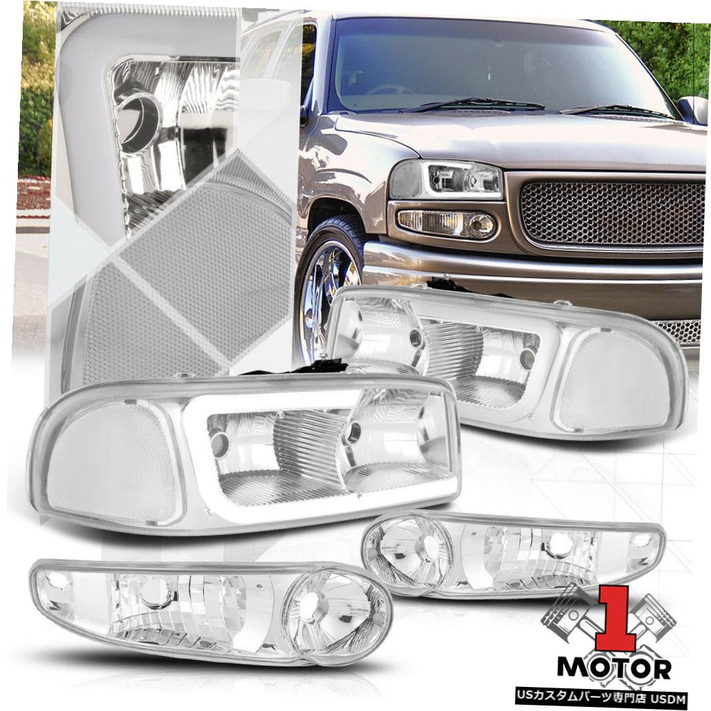 ヘッドライト クロム/クリア[LED LIGHT BAR DRL]ヘッドライト+バンプ er for 01-07 Sierra / Yukon Denali Chrome/Clear [LED LIGHT BAR DRL] Headlight+Bumper for 01-07 Sierra/Yukon Denali 【並行輸入品】