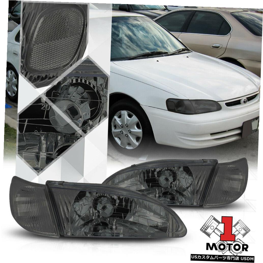 ヘッドライト クロームハウジングスモークレンズヘッドライト+クリア r 98-00トヨタカローラ用シグナルカバー Chrome Housing Smoked Lens Headlight+Clear Signal Coner for 98-00 Toyota Corolla 【並行輸入品】