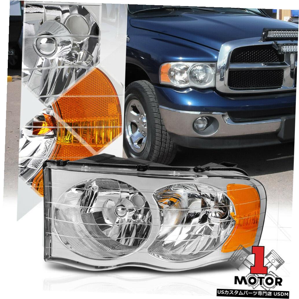 ヘッドライト 02-05 Ram 1500/2500用の左LHドライバーサイドクロームヘッドライトヘッドランプアセンブリ Left LH Driver Side Chrome Headlight Head Lamp Assembly for 02-05 Ram 1500/2500 【並行輸入品】