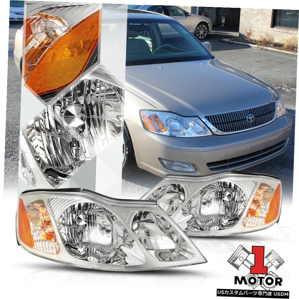 ヘッドライト 00-04トヨタアバロン用クロームハウジングヘッドライトアンバーターンシグナルリフレクター Chrome Housing Headlight Amber Turn Signal Reflector for 00-04 Toyota Avalon 【並行輸入品】