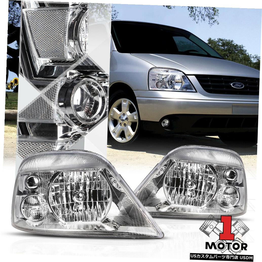 ヘッドライト 04-07 Freestar / Monte rey向けクロームハウジングヘッドライトクリアターンシグナルリフレクター Chrome Housing Headlight Clear Turn Signal Reflector for 04-07 Freestar/Monterey 【並行輸入品】