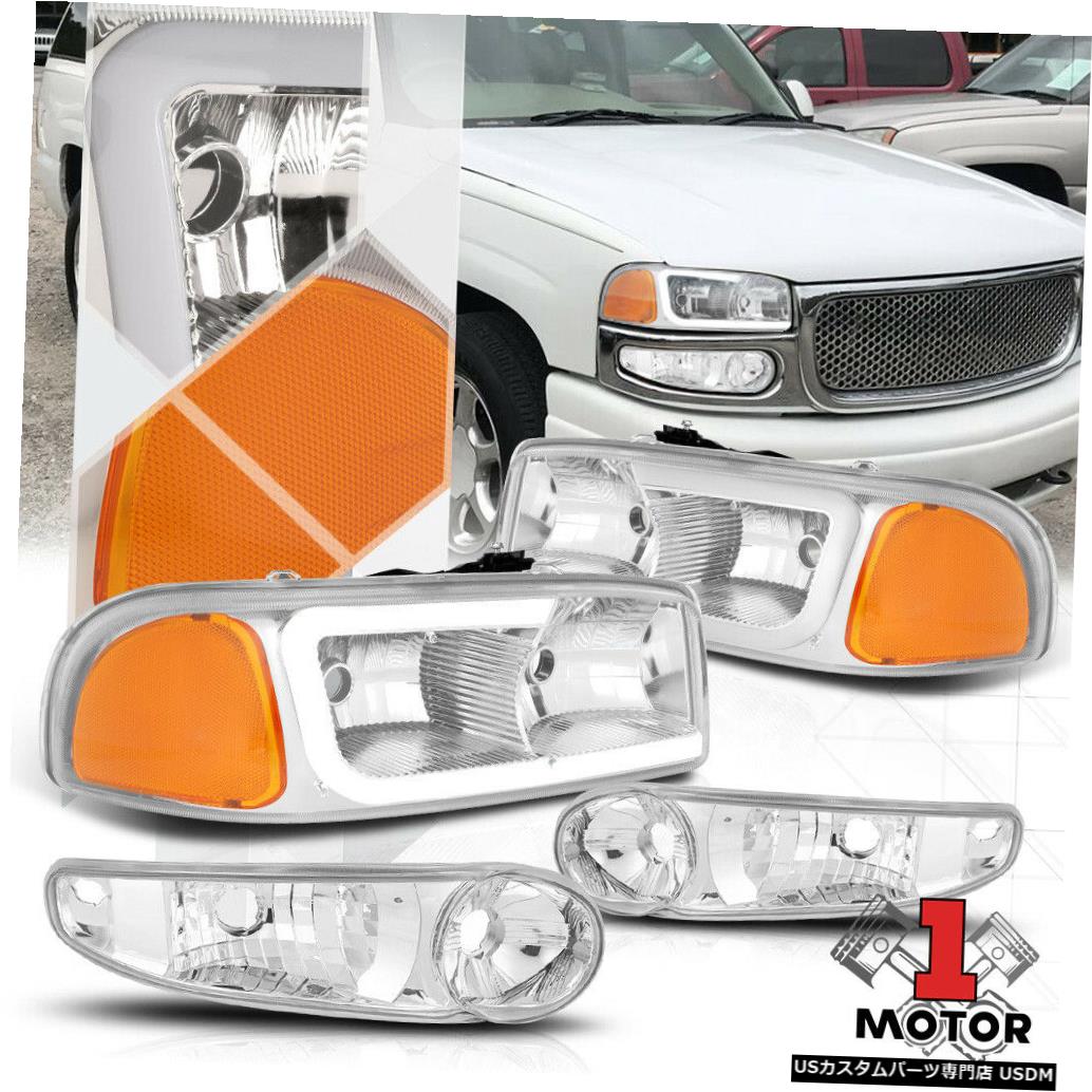 ヘッドライト Chrome / Clear / A mber [LED LIGHT BAR]ヘッドライト+ 01-07シエラ/ユーコンデナリ用バンパー Chrome/Clear/Amber[LED LIGHT BAR]Headlight+Bumper for 01-07 Sierra/Yukon Denali 【並行輸入品】