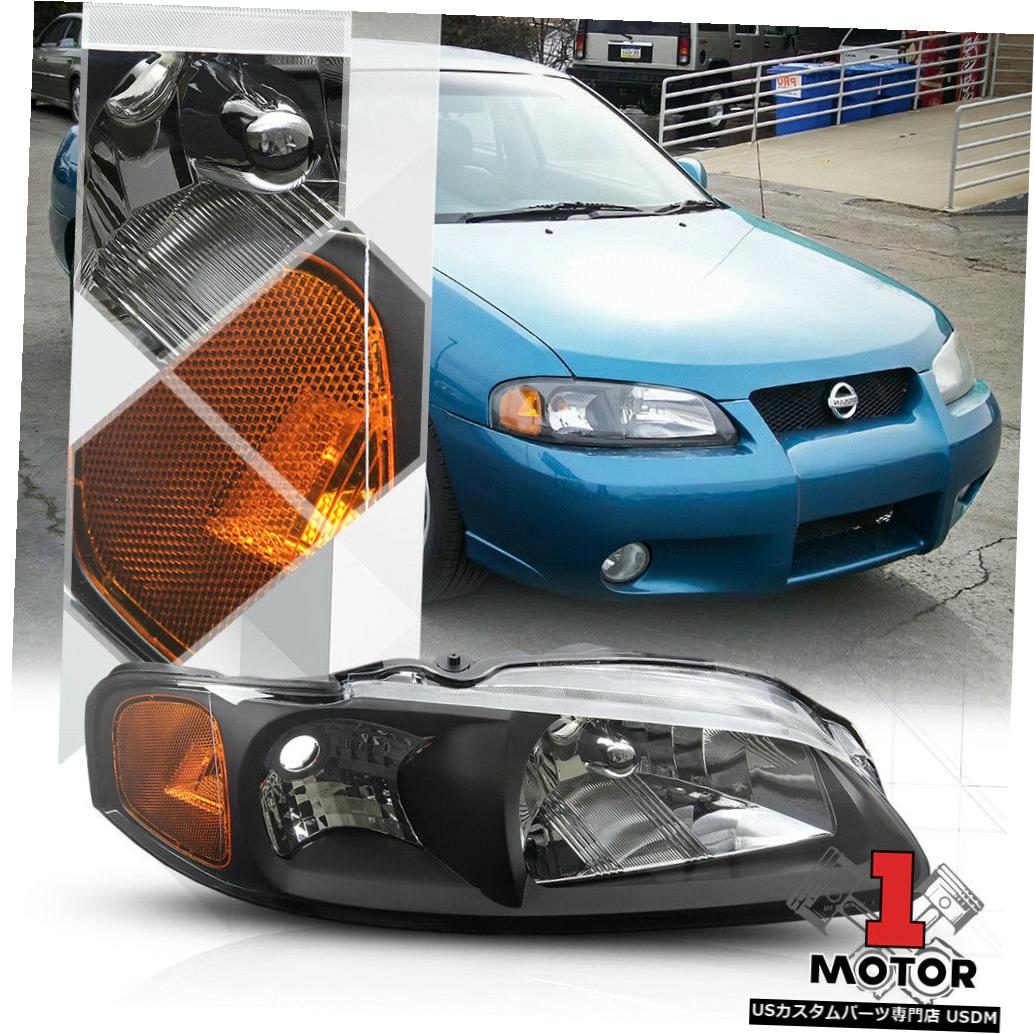 ヘッドライト 00-03日産セントラの右RH助手席側ブラックヘッドライトランプアセンブリ Right RH Passenger Side Black Headlight Lamp Assembly for 00-03 Nissan Sentra 【並行輸入品】