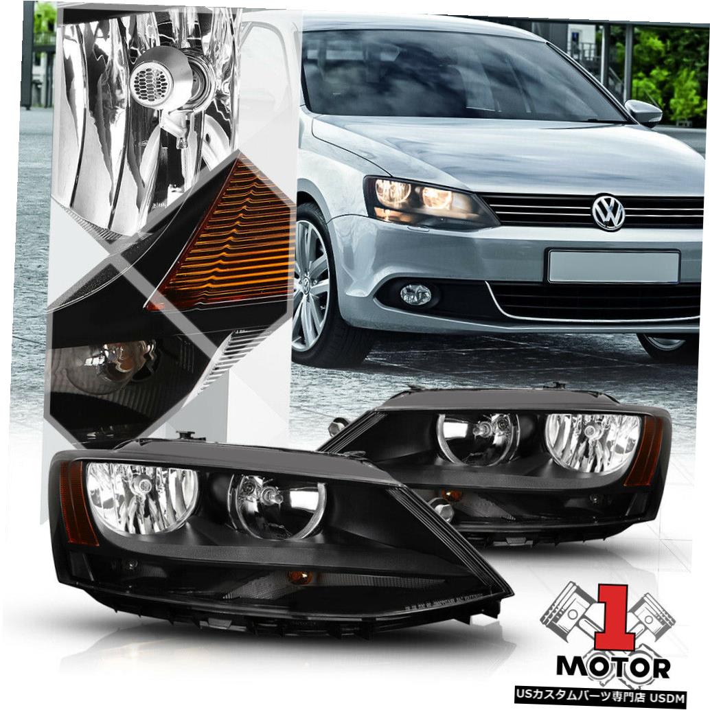 ヘッドライト 11-18 VW Jetta用ブラックハウジングヘッドライトアンバーコーナーターンシグナルリフレクター Black Housing Headlight Amber Corner Turn Signal Reflector for 11-18 VW Jetta 【並行輸入品】
