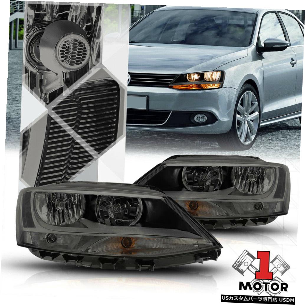 ヘッドライト 11-18 VWジェッタMK6用スモークティンテッドヘッドライトクリアコーナーターンシグナルリフレクター Smoke Tinted Headlight Clear Corner Turn Signal Reflector for 11-18 VW Jetta MK6 【並行輸入品】