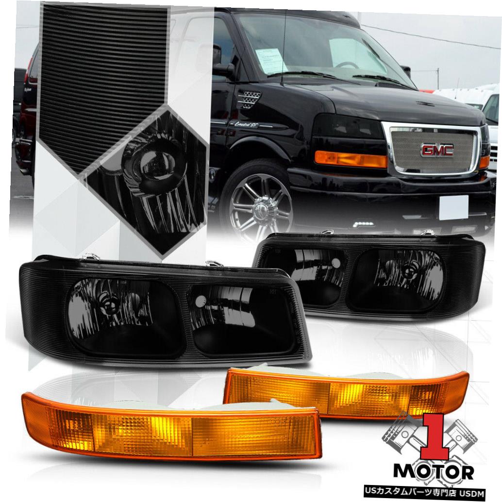 ヘッドライト ブラック/スモークヘッドライト+ Ambe r 03-17 Savana / Express用バンパーシグナルマーカーランプ Black/Smoke Headlight+Amber Bumper Signal Marker Lamp for 03-17 Savana/Express 【並行輸入品】