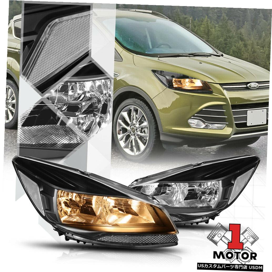 ヘッドライト 13-16フォードエスケープ用ブラックハウジングヘッドライトクリアコーナーターンシグナルリフレクター Black Housing Headlight Clear Corner Turn Signal Reflector for 13-16 Ford Escape 【並行輸入品】