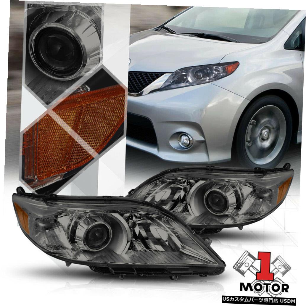 ヘッドライト 11-17トヨタシエナ用スモークプロジェクターヘッドライトアンバーコーナーシグナルリフレクター Smoke Projector Headlight Amber Corner Signal Reflector for 11-17 Toyota Sienna 【並行輸入品】