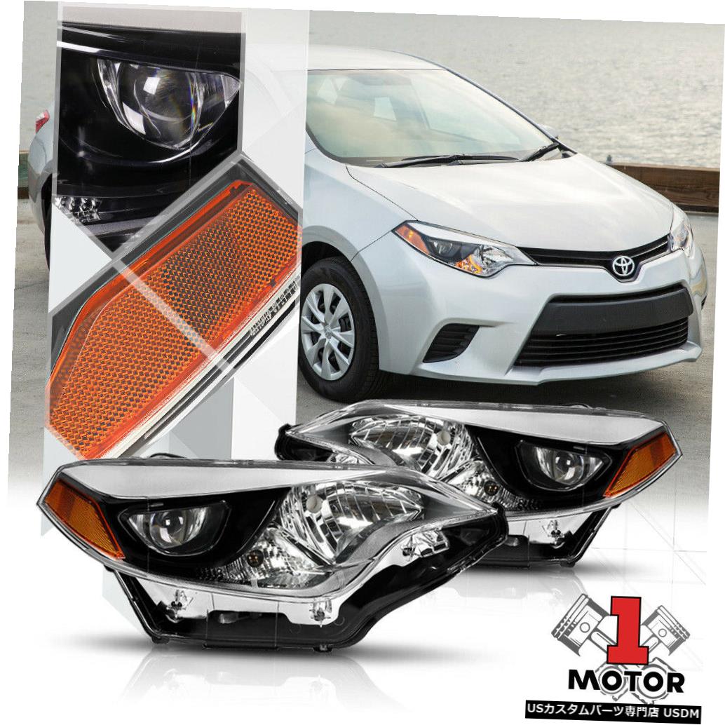 ヘッドライト 14-16トヨタカローラE170用クロームプロジェクターヘッドライトアンバーシグナルリフレクター Chrome Projector Headlight Amber Signal Reflector for 14-16 Toyota Corolla E170 【並行輸入品】