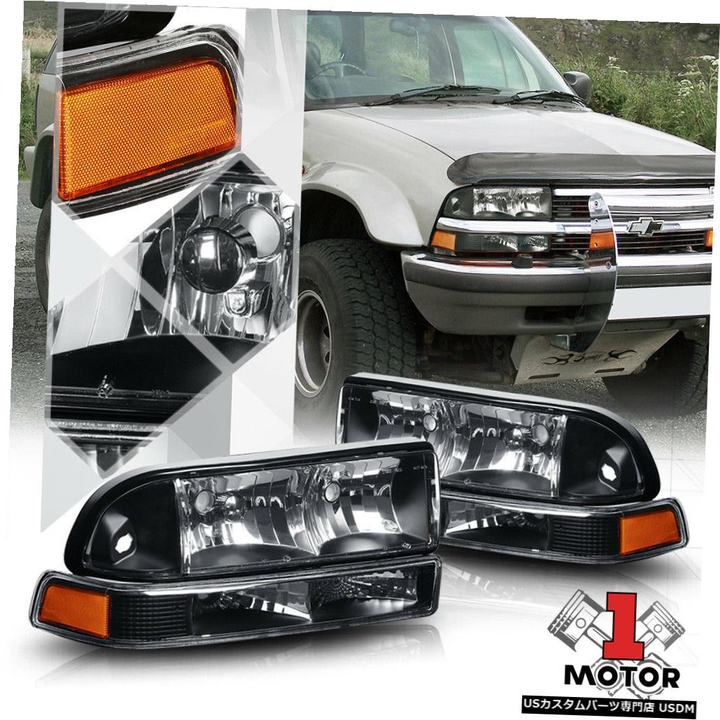 ヘッドライト 98-04シボレーS10 /ブレザー用ブラックハウジングヘッドライトアンバーシグナルリフレクターバンパー Black Housing Headlight Amber Signal Reflector Bumper for 98-04 Chevy S10/Blazer 【並行輸入品】 43,544円