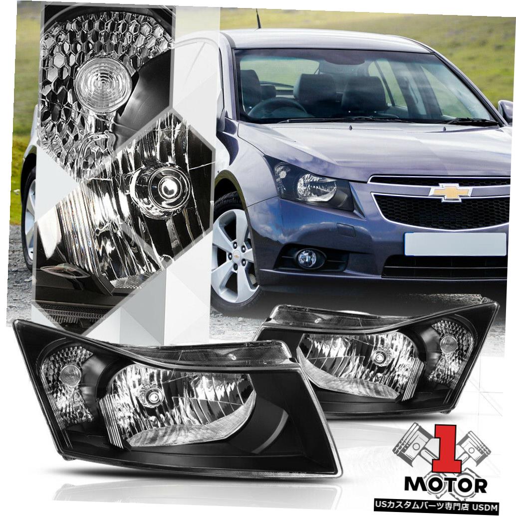 ヘッドライト 11-15シボレークルーズ用ブラックハウジングヘッドライトランプクリアターンシグナルリフレクター Black Housing Headlight Lamp Clear Turn Signal Reflector for 11-15 Chevy Cruze 【並行輸入品】