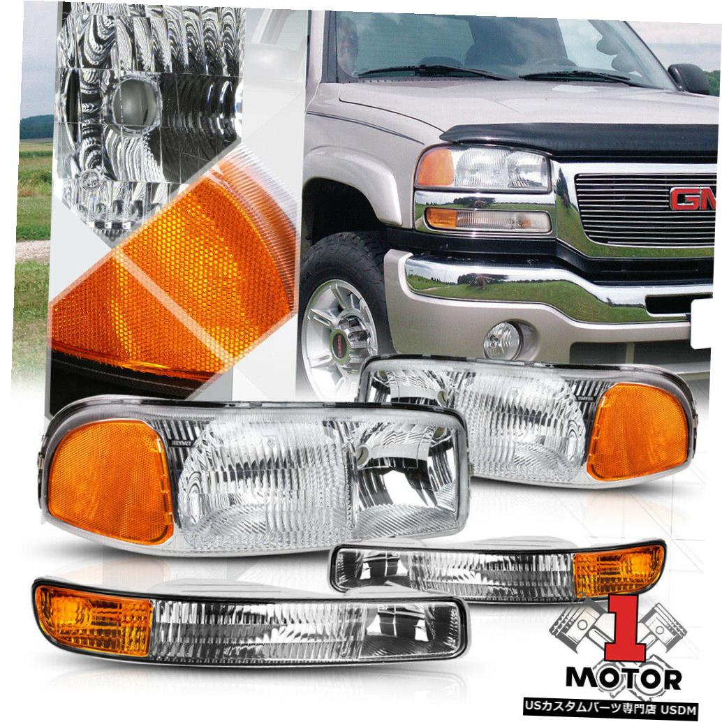 ヘッドライト 99-07 GMC Yukon / Sierra GMT800用Chrome OEスタイルヘッドライトアンバーシグナル+バンパー Chrome OE Style Headlight Amber Signal+Bumper for 99-07 GMC Yukon/Sierra GMT800 【並行輸入品】 41,470円