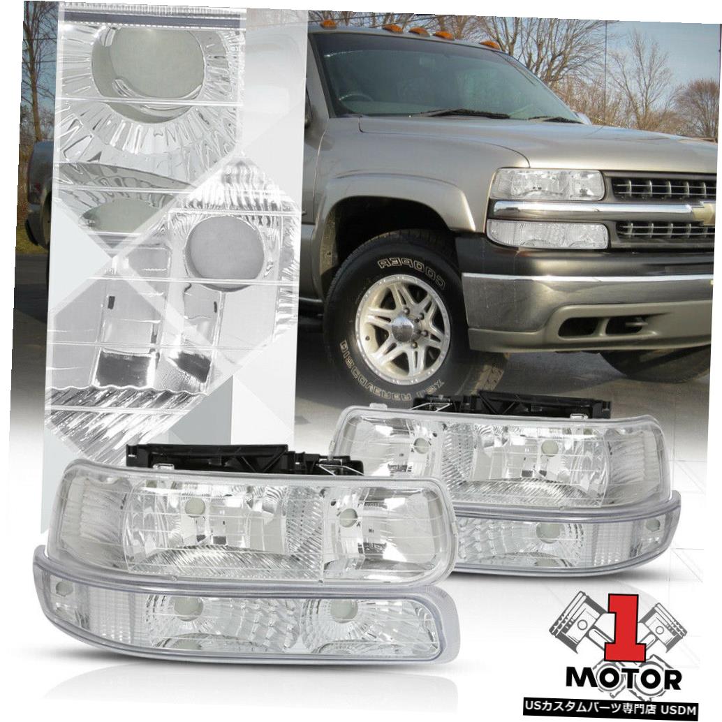 ヘッドライト クロームハウジングヘッドライト+クレア r 99-02シルバラード/スブ用シグナルバンパー rbanタホ Chrome Housing Headlight+Clear Signal Bumper for 99-02 Silverado/Suburban Tahoe 【並行輸入品】