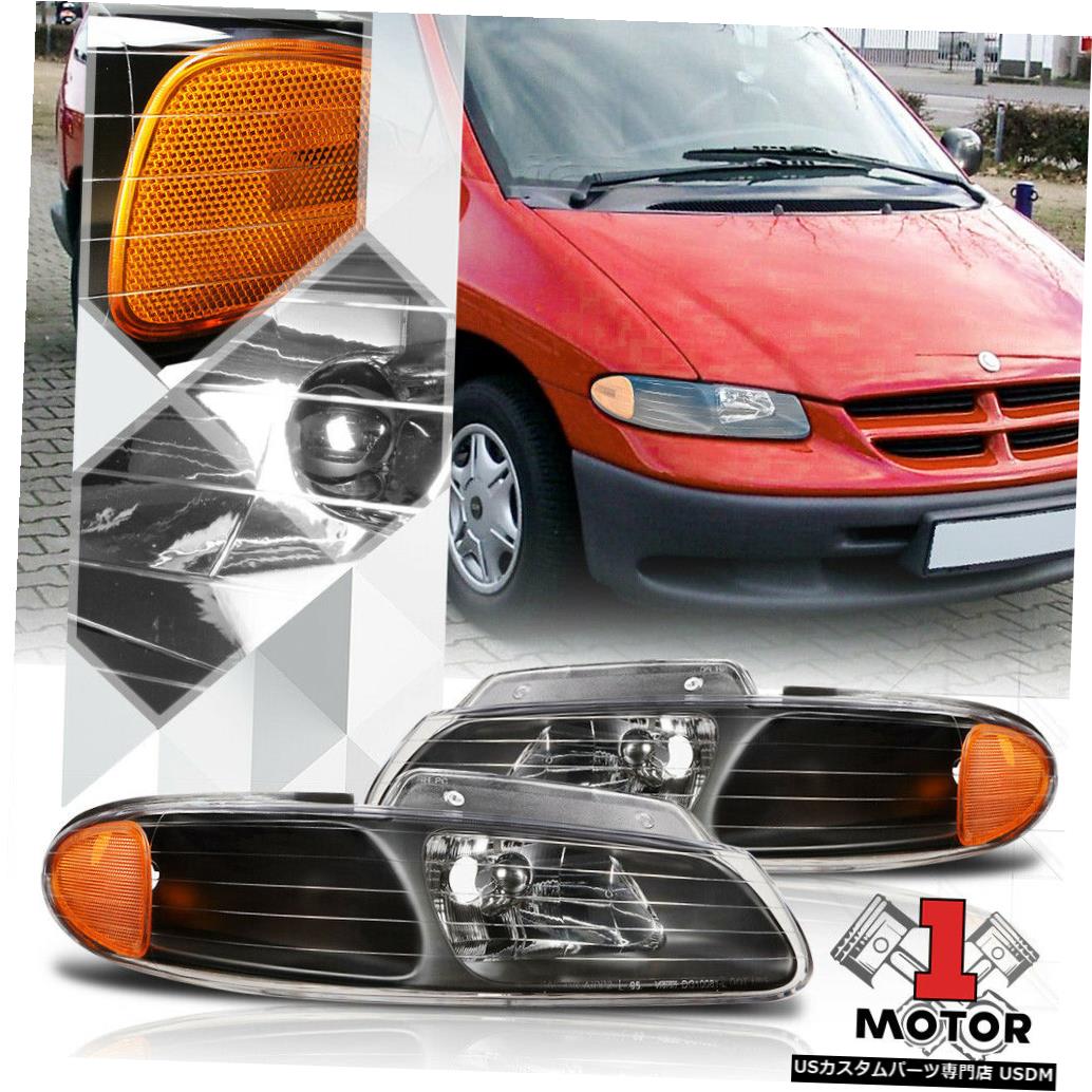 クリスマスファッション ライト ランプ Headlight Housing Black ヘッドライト Amber Caravan Voyager Town Country 96 00 For Signal Turn Sercomedsa Cl