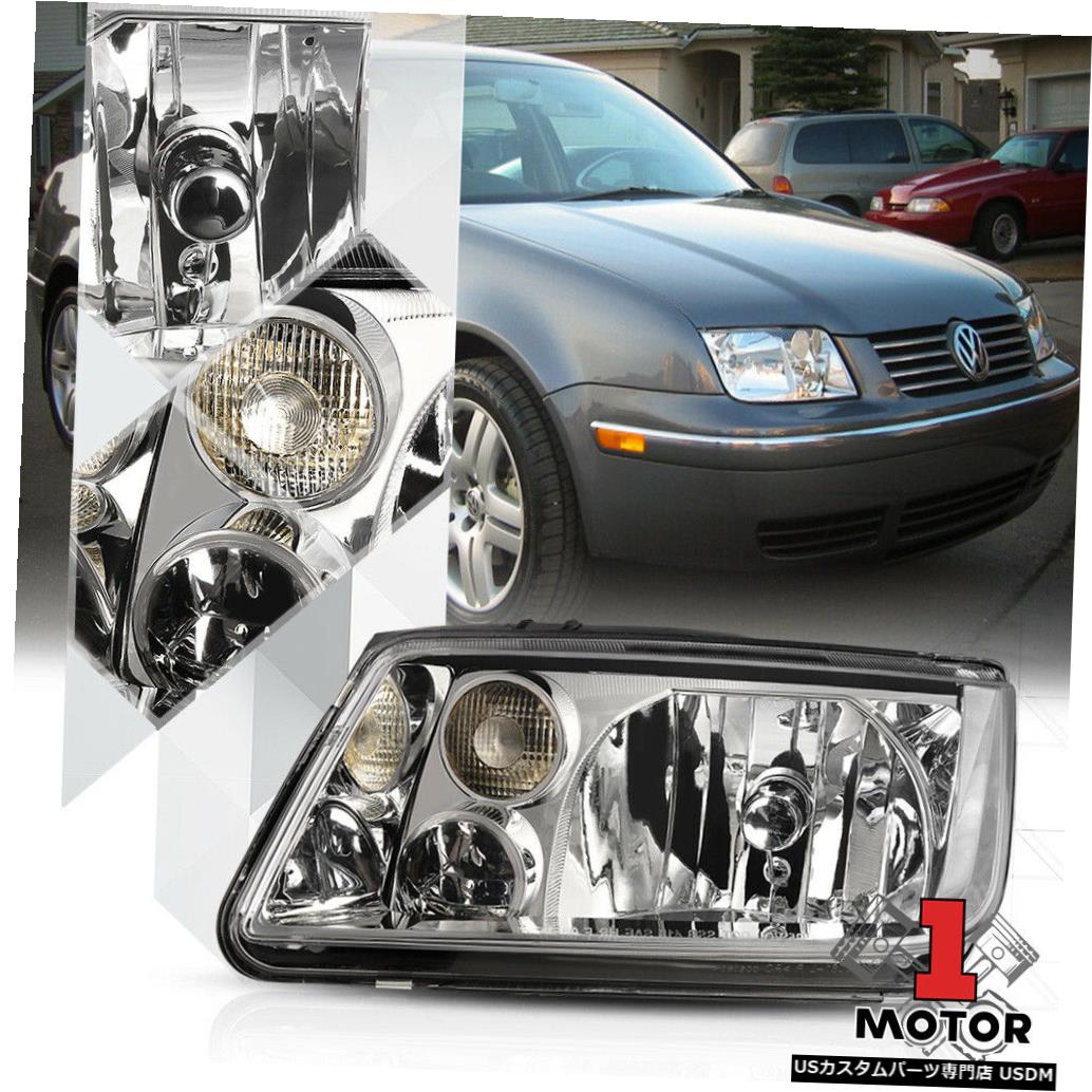 ヘッドライト 左LHドライバーサイドクロームヘッドライトヘッドランプアセンブリ（霧なし）99-05ジェッタ用 Left LH Driver Side Chrome Headlight Head Lamp Assembly for 99-05 Jetta w/o Fog 【並行輸入品】