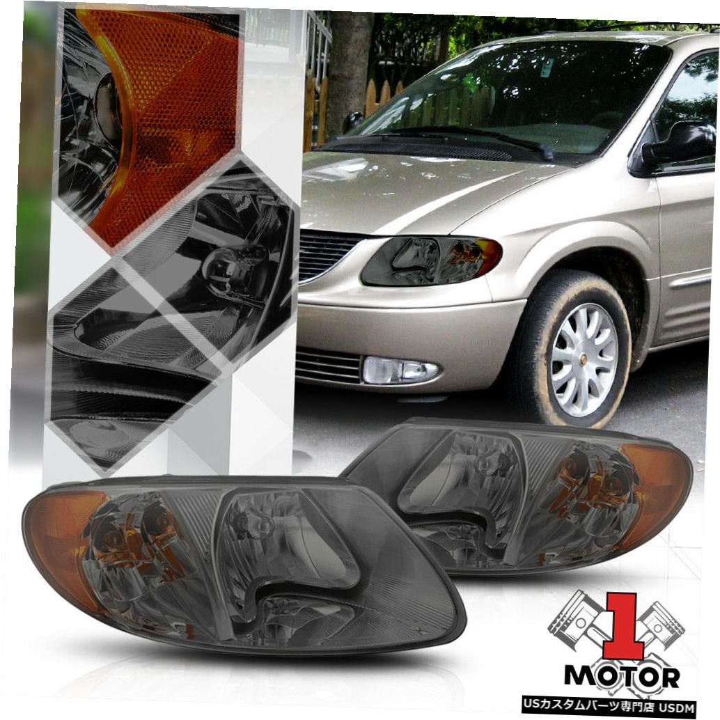 ヘッドライト Smoke Tinted Headlight Amber Signal Reflector for 01-07 Town&Country/Caravan 【並行輸入品】