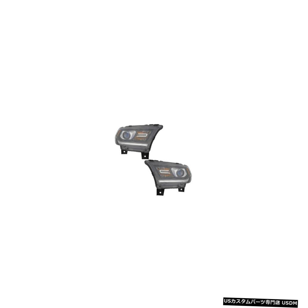 ヘッドライト 14-15 Dodge Durango Driver & Passenger Halogen Black Headlights w/o DRL Pair Set 【並行輸入品】