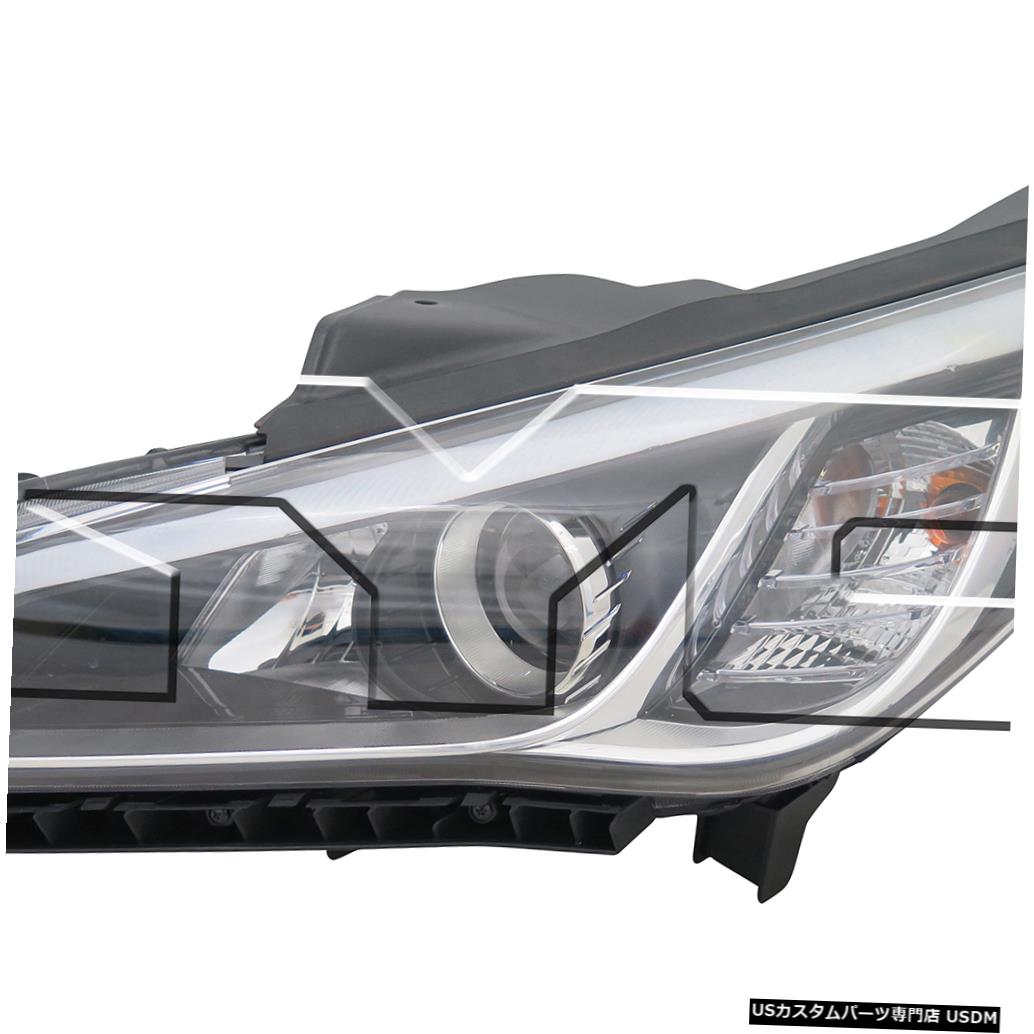 ヘッドライト 15-17ヒュンダイソナタハロゲン（PLヘッドライトドライバー左側なし）に適合 Fits 15-17 Hyundai Sonata Halogen w/o PL Headlight Driver Left Side 【並行輸入品】