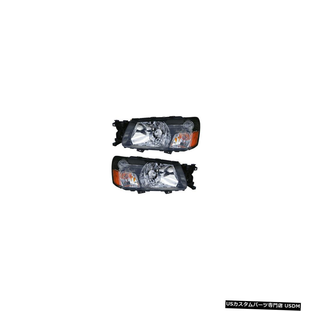 ヘッドライト Fits 2003-2004 Subaru Forester Driver & Passenger Side Headlights Lamps Pair Set 【並行輸入品】