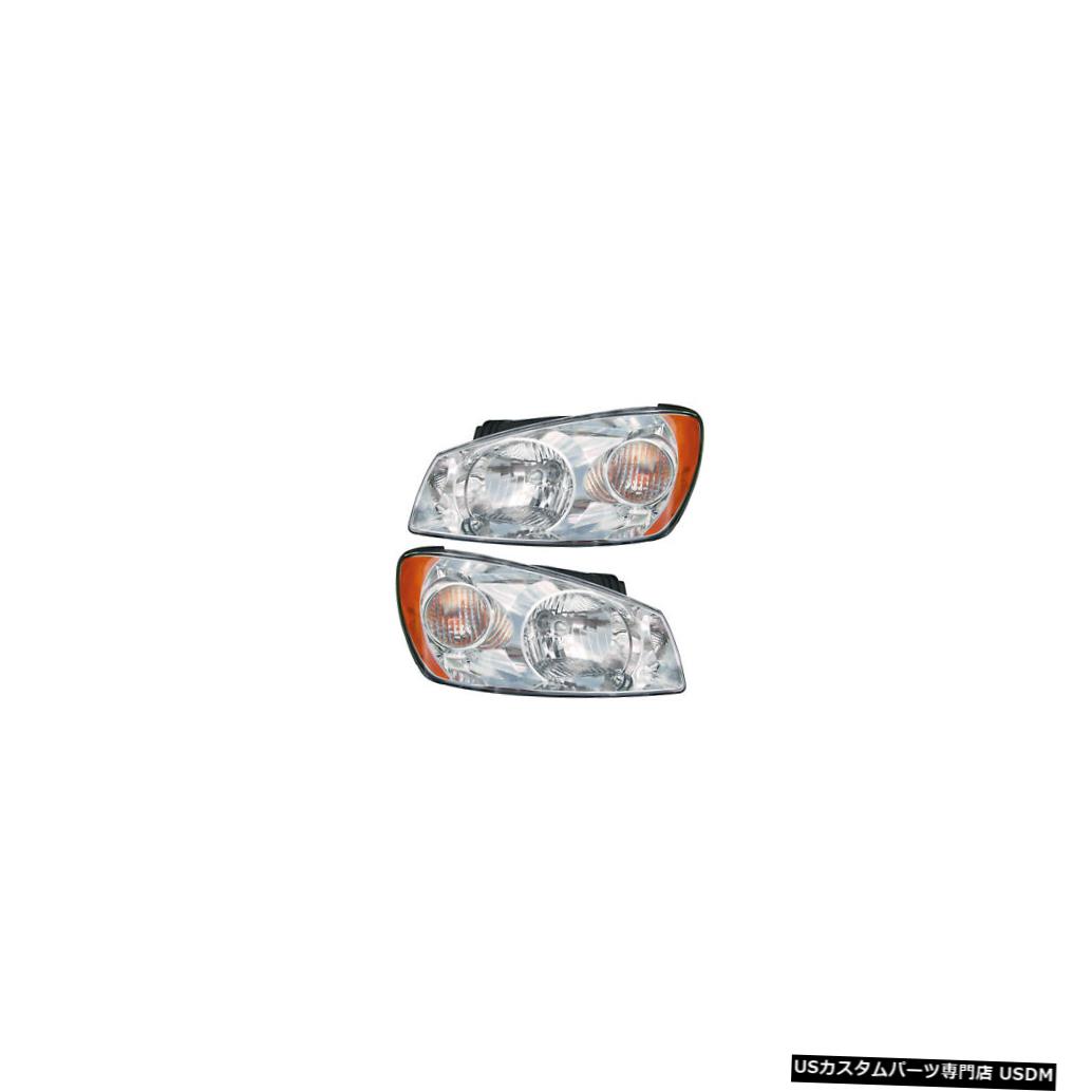 ヘッドライト Fits 2004-2006 Kia Spectra LX Driver & Passenger Side Headlights Lamps Pair Set 【並行輸入品】