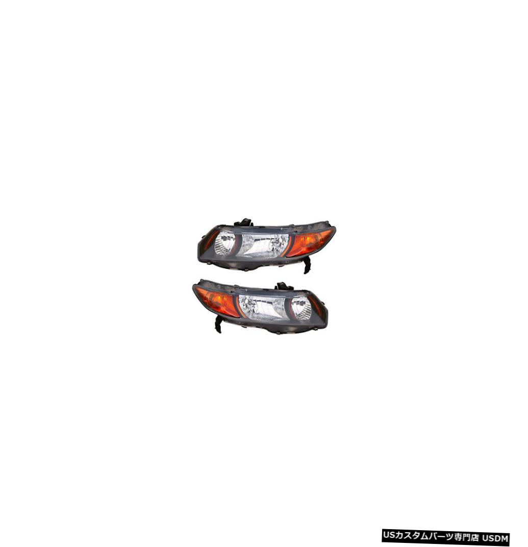 ヘッドライト 2006-2009 Honda Civic Coupe SI Driver & Passenger Side Headlights Lamps Pair Set 【並行輸入品】
