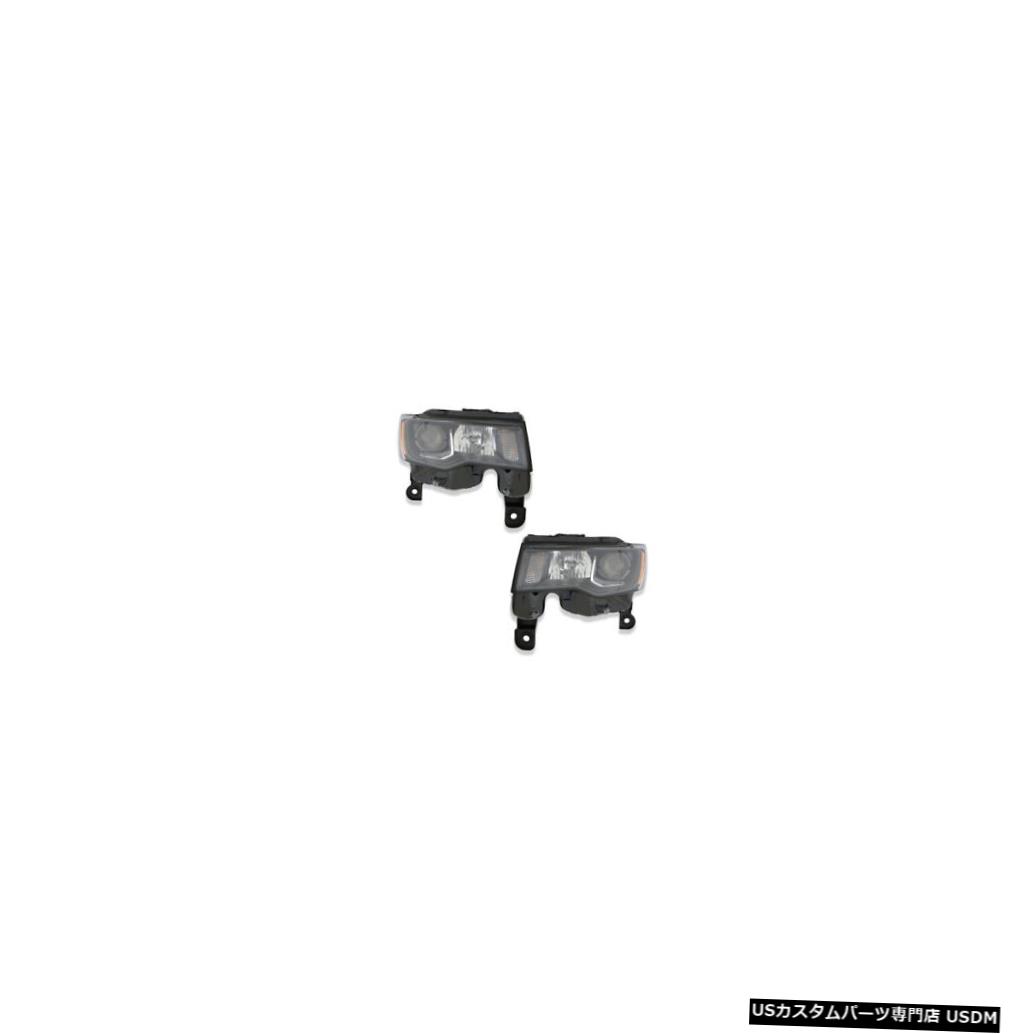 ヘッドライト 17-19 Jeep Grand Cherokee Halogen Lamp Headlight Driver & Passenger Pair Set 【並行輸入品】