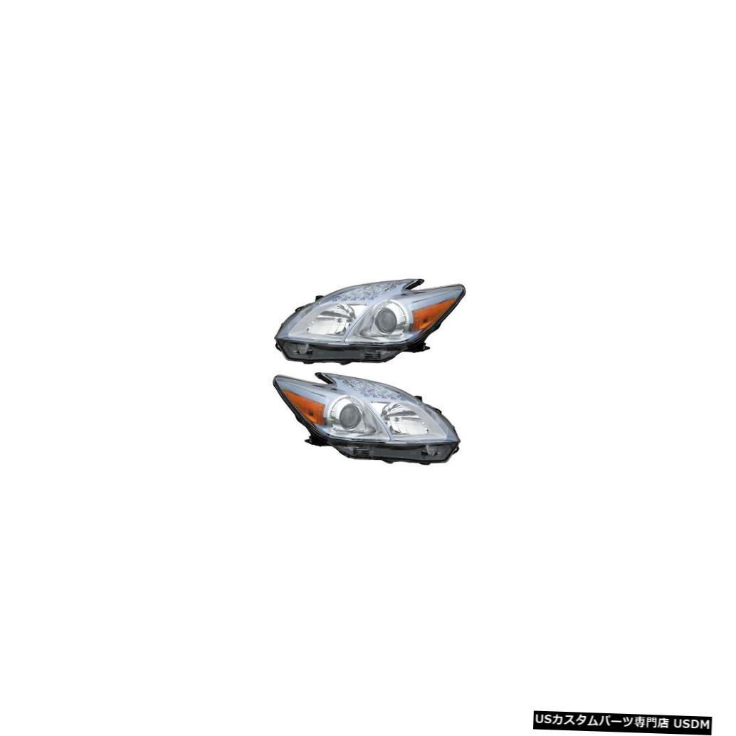 ヘッドライト 2010-2011 Toyota Prius Driver & Passenger Headlights Lamps Assembly Pair Set 【並行輸入品】