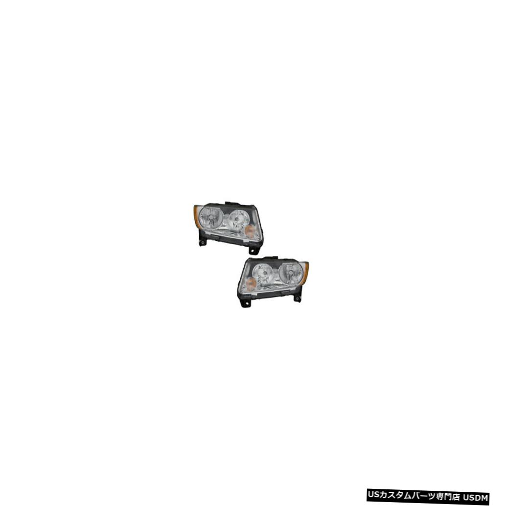 ヘッドライト 2011-2013 Jeep Compass Driver & Passenger Headlights Lamps Assembly Pair Set 【並行輸入品】