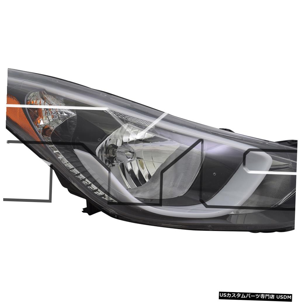 ヘッドライト 14-16ヒュンダイエラントラSE米国適合、DRLヘッドライトパッセンジャー右側なし Fits 14-16 Hyundai Elantra SE US Built w/o DRL Headlight Passenger Right Side 【並行輸入品】