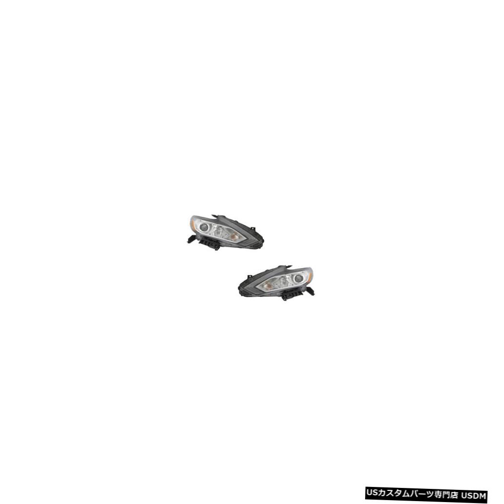 ヘッドライト Fits 16-17 Nissan Altima Sedan Driver & Passenger Side Headlights Lamps Pair Set 【並行輸入品】