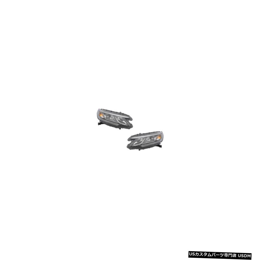 ヘッドライト 15-16 Honda CRV Driver & Passenger Halogen Headlights w/o DRL Lamps Pair Set 【並行輸入品】