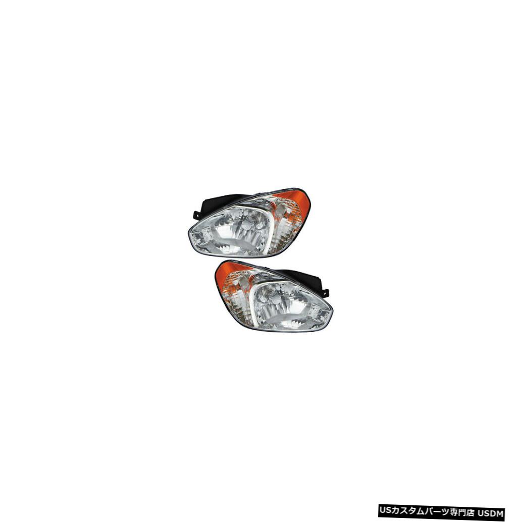 ヘッドライト Fits 07-11 Hyundai Accent Sedan/Hatchback Driver & Passenger Headlights Pair Set 【並行輸入品】