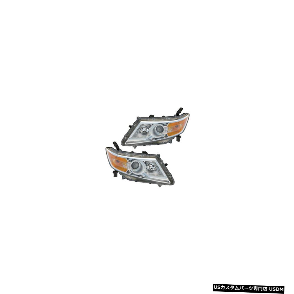ヘッドライト 2011-2016 Honda Odyssey Driver & Passenger Halogen Headlights Lamps Pair Set 【並行輸入品】