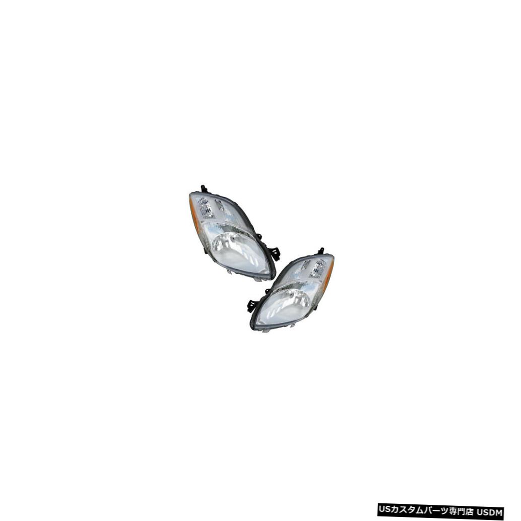 ヘッドライト 09-11 Toyota Yaris Hatchback Driver & Passenger Side Headlights Lamps Pair Set 【並行輸入品】