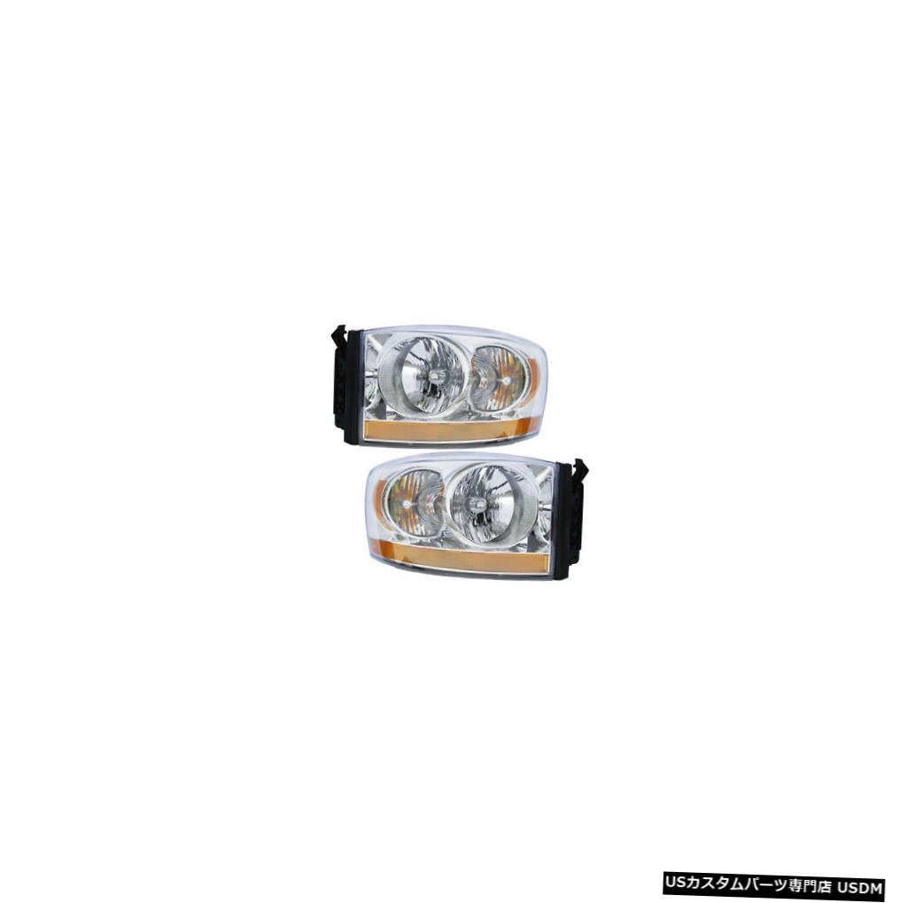 ヘッドライト 06-07 Dodge Ram Pickup Driver & Passenger Headlights w/o Black Bezel Pair Set 【並行輸入品】
