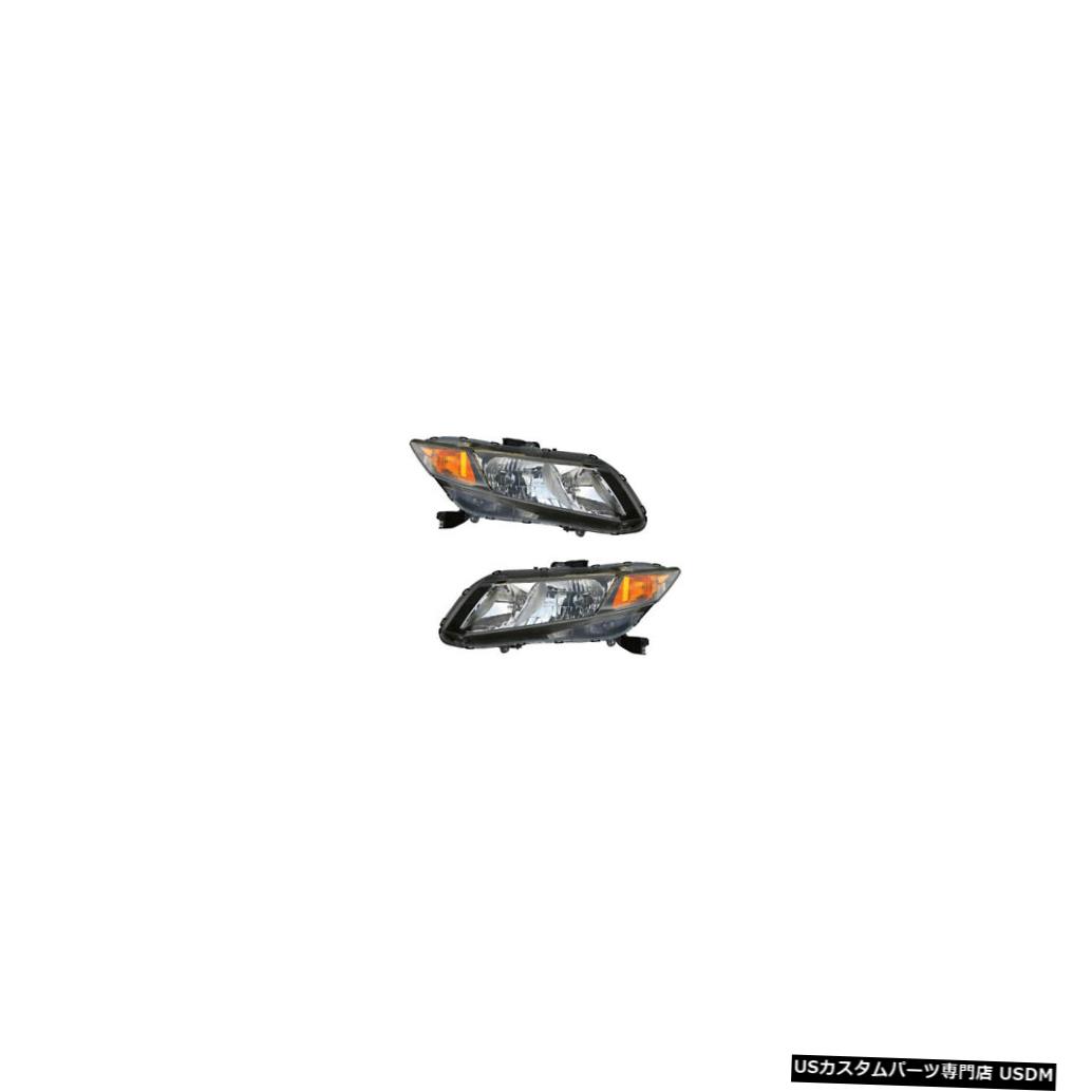 ヘッドライト 2012-2013 Honda Civic Coupe/Sedan Driver & Passenger Headlights Lamps Pair Set 【並行輸入品】