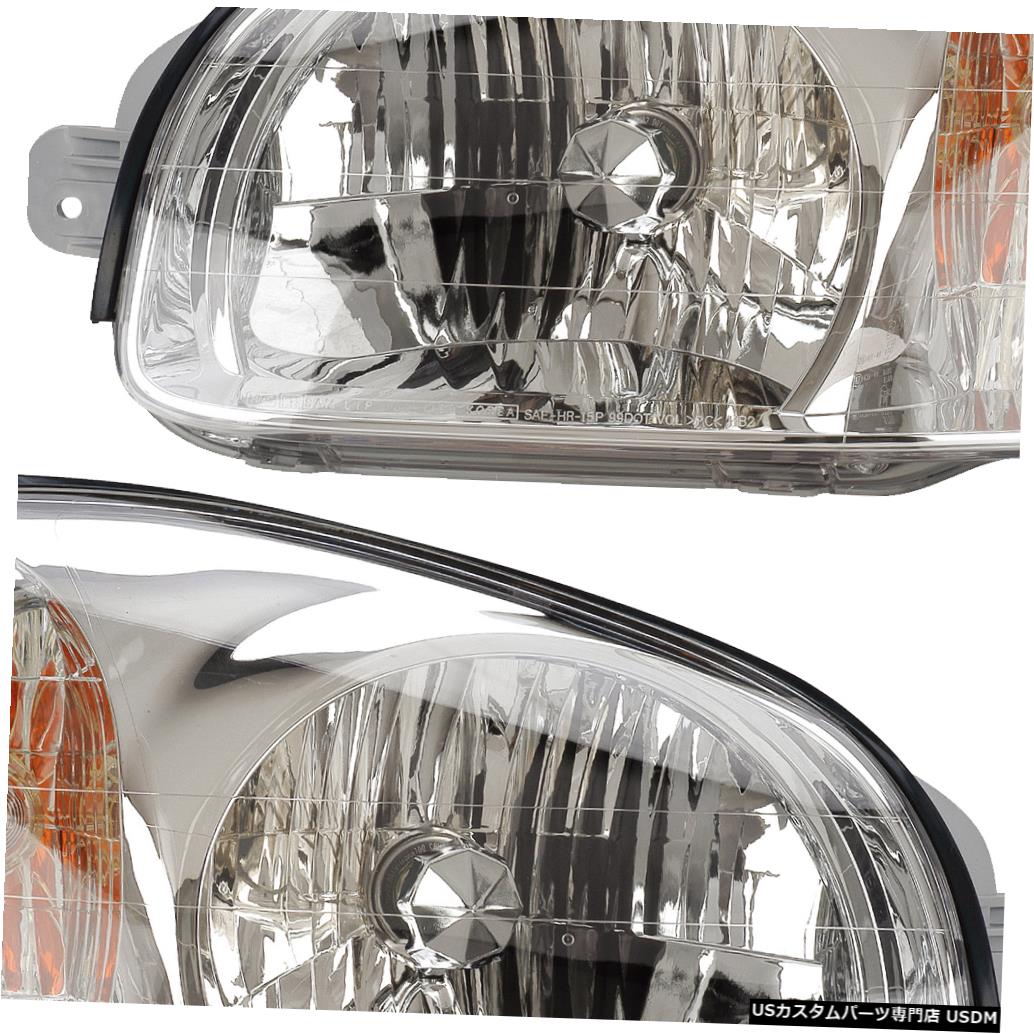 ヘッドライト Fits 2003 Hyundai Santa Fe Driver & Passenger Headlights Lamps Assembly Pair Set 【並行輸入品】