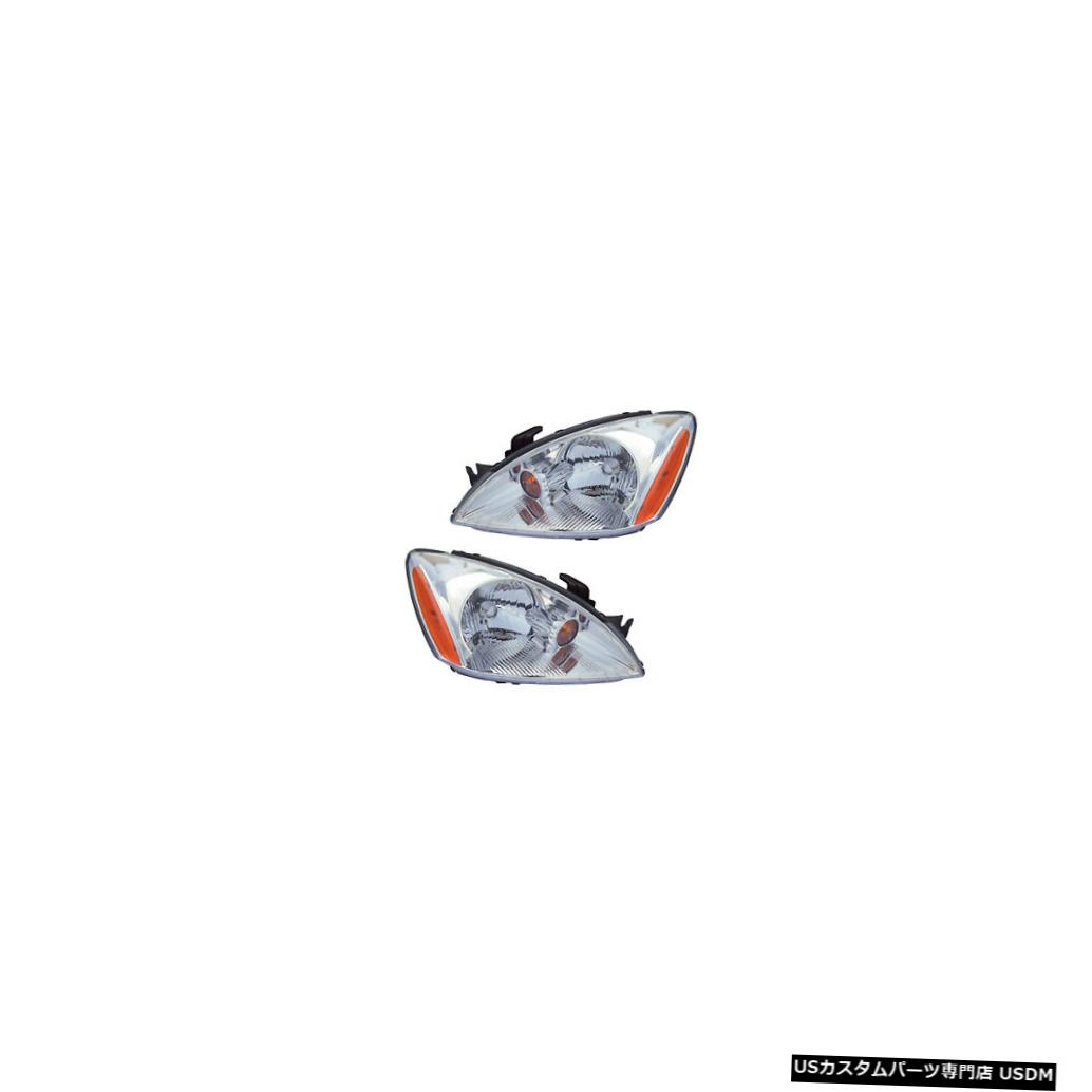 ヘッドライト 04-07 Mitsubishi Lancer Driver & Passenger Chrome Rim Headlights Lamps Pair Set 【並行輸入品】