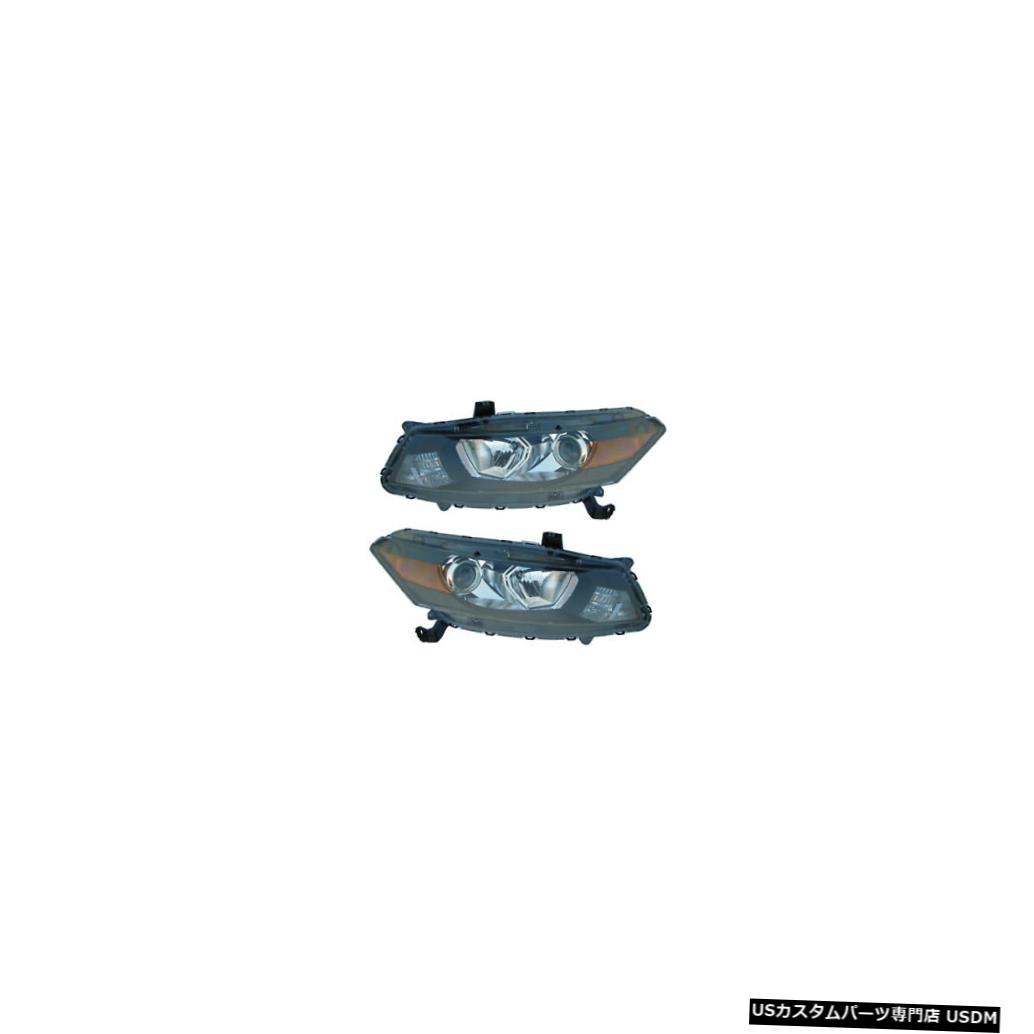 ヘッドライト 2008-2012 Honda Accord Coupe Driver & Passenger Side Headlights Lamps Pair Set 【並行輸入品】