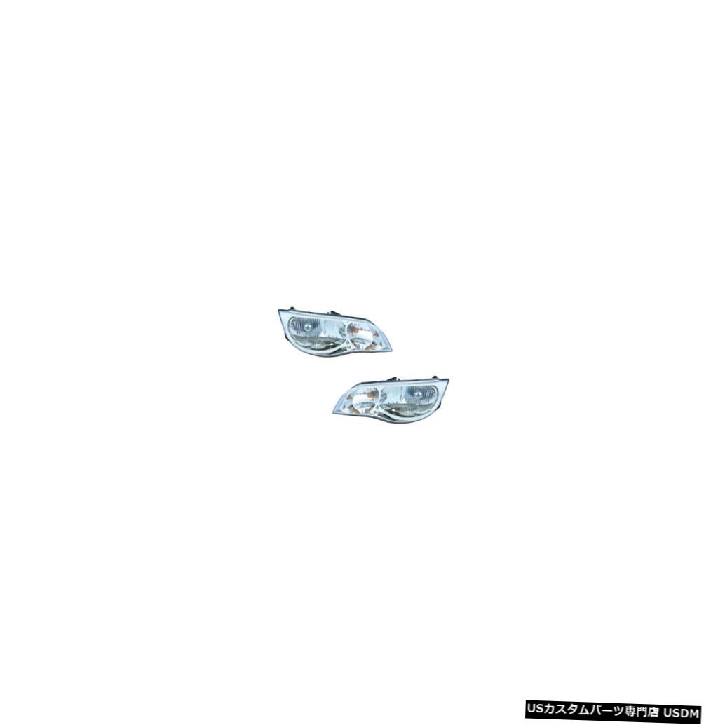 ヘッドライト 2003-2007 Saturn Ion Coupe Driver & Passenger Headlights Lamps Assembly Pair Set 【並行輸入品】